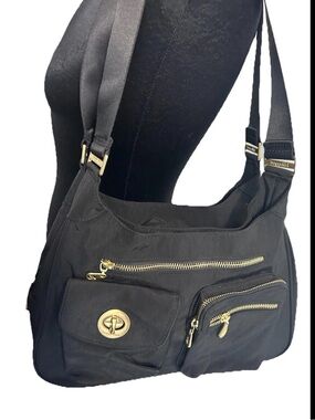 Baggallini Shoulder Bag Black Nylon New NWOT Travel Lots Of Pockets